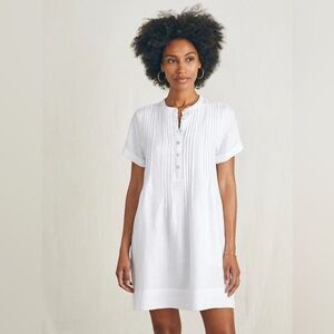 Faherty Gemina Linen Dress Size Medium 100% Cotton White